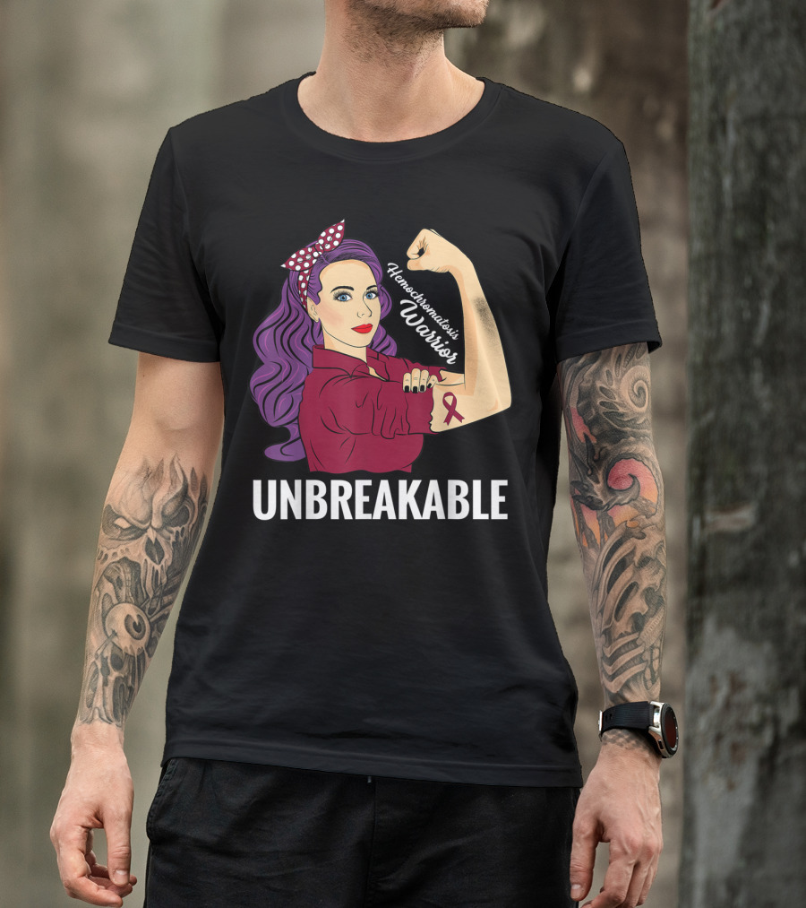 Hemochromatosis Warrior Unbreakable Awareness Rosie The Riveter T-Shirt