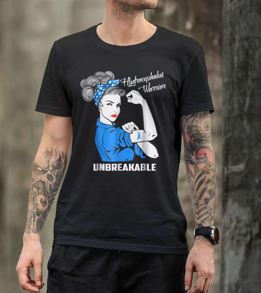 Hydrocephalus Warrior Unbreakable Awareness VB Rosie The Riveter Iconic T-Shirt
