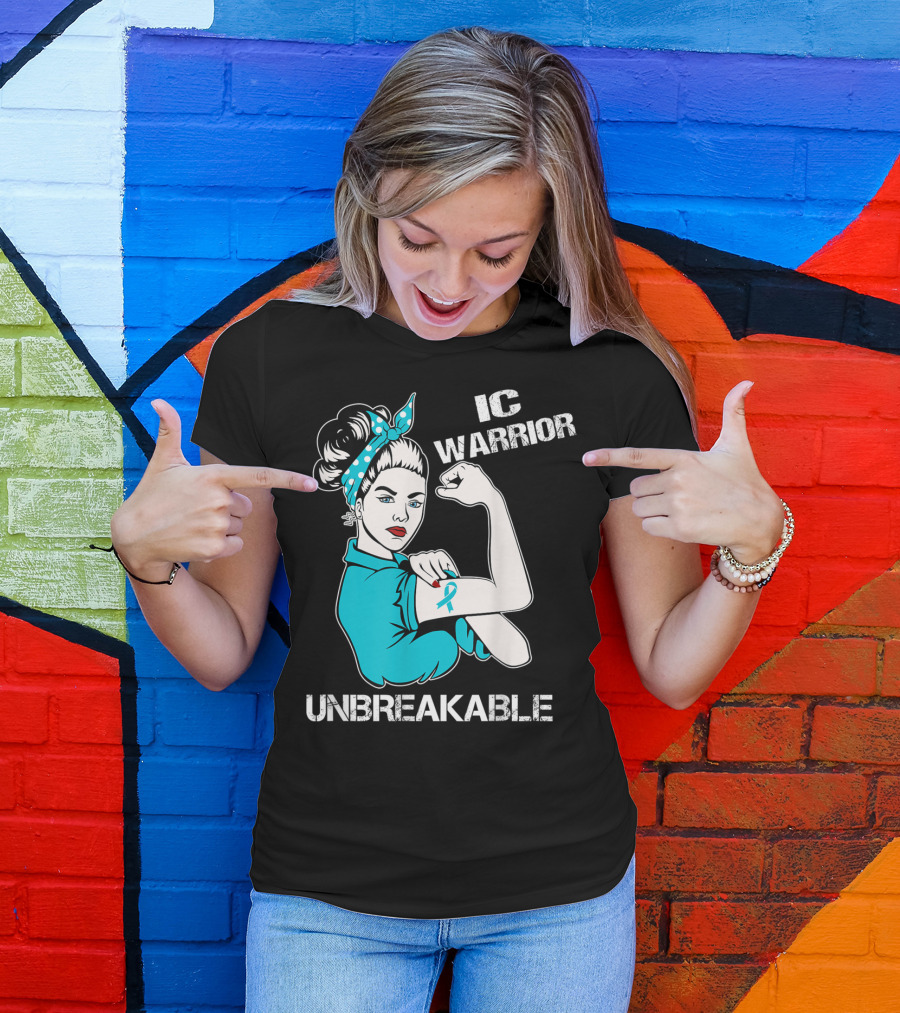 IC Warrior Unbreakable Interstitial Cystitis Awareness Rosie Riveter T-Shirt