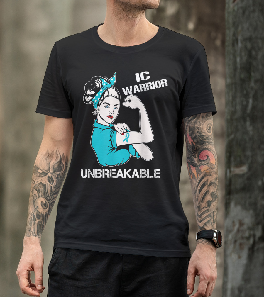 IC Warrior Unbreakable Interstitial Cystitis Awareness Rosie Riveter T-Shirt