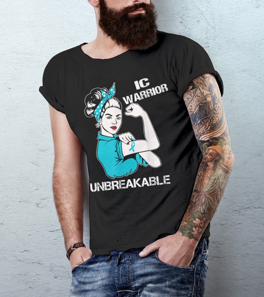 IC Warrior Unbreakable Interstitial Cystitis Awareness Rosie Riveter T-Shirt