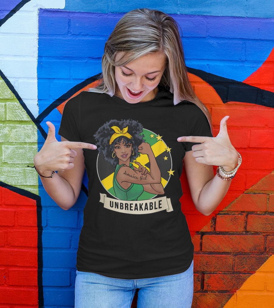 Unbreakable Jamaican Girl Jamaica Flag Colors T-Shirt