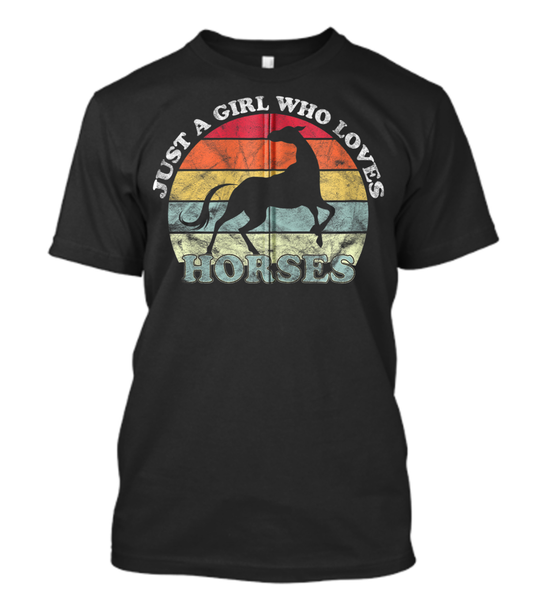 Just A Girl Who Loves Horses Retro Silhouette Rider T-Shirt