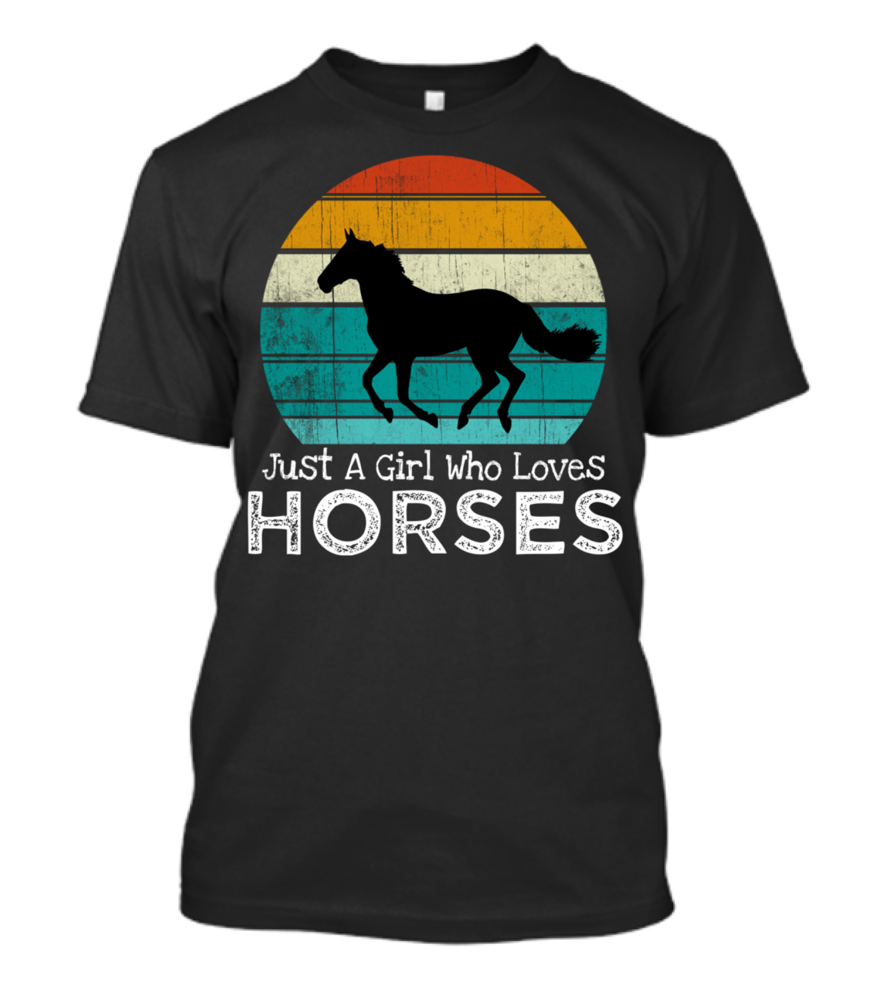 Just A Girl Who Loves Horses Retro Sunset Horse Girls T-Shirt