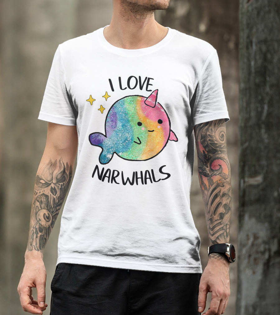 I Love Narwhals Rainbow Whale Kids T-Shirt