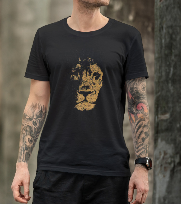 Lion Head Hand Drawn Textured T-Shirt