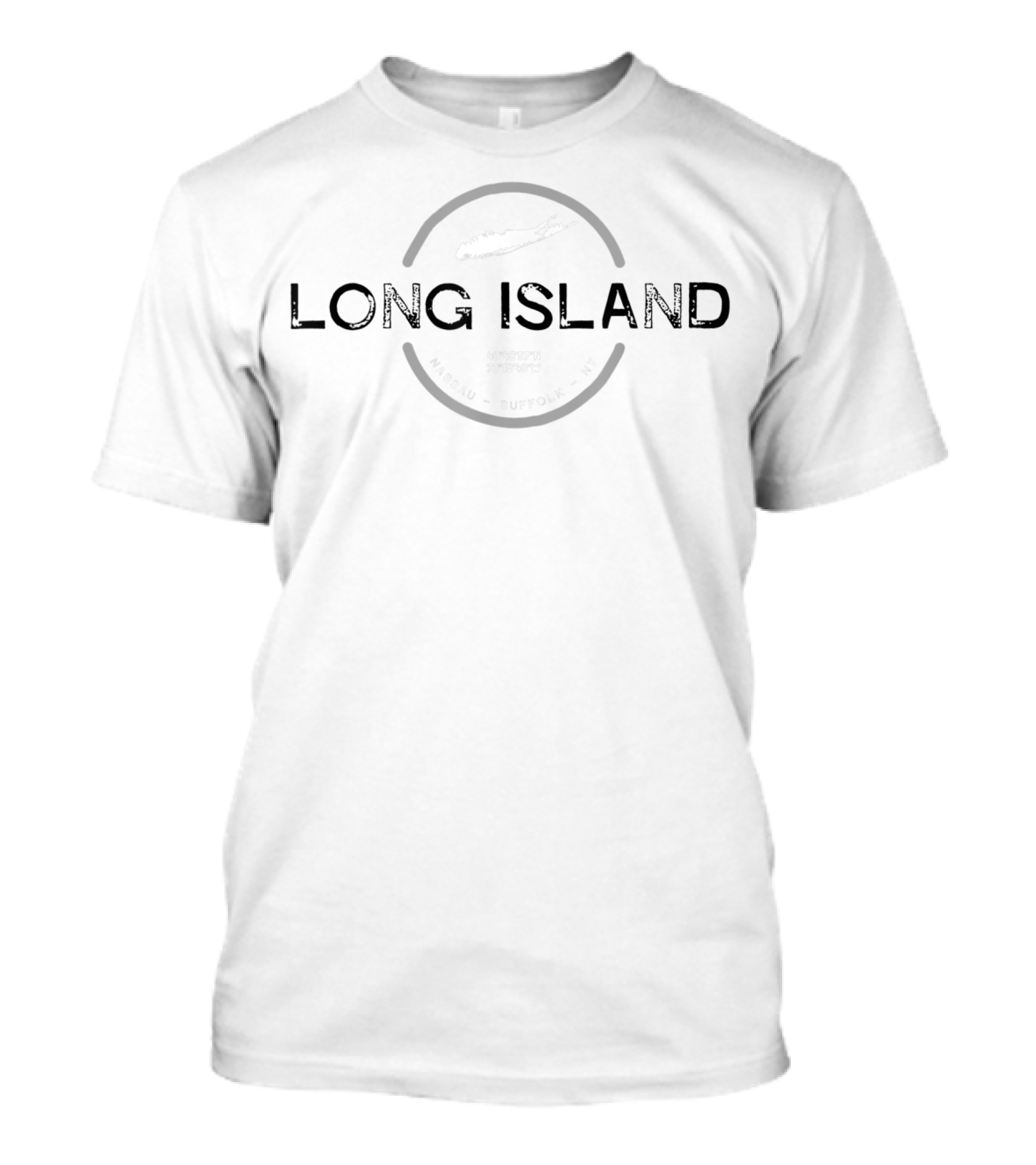 Long Island Coordinates Nassau Suffolk NY Map T-Shirt