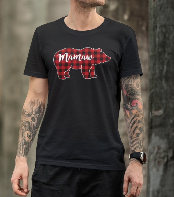 Mamaw Bear Red Plaid Buffalo Check T-Shirt