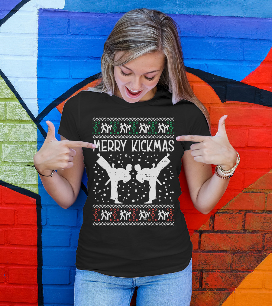 Merry Kickmas Ugly Christmas Karate Jiu Jitsu Martial Arts T-Shirt