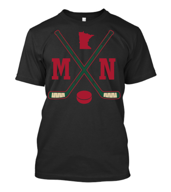 Minnesota MN Ice Hockey Sticks Vintage Wild Red State Outline T-Shirt