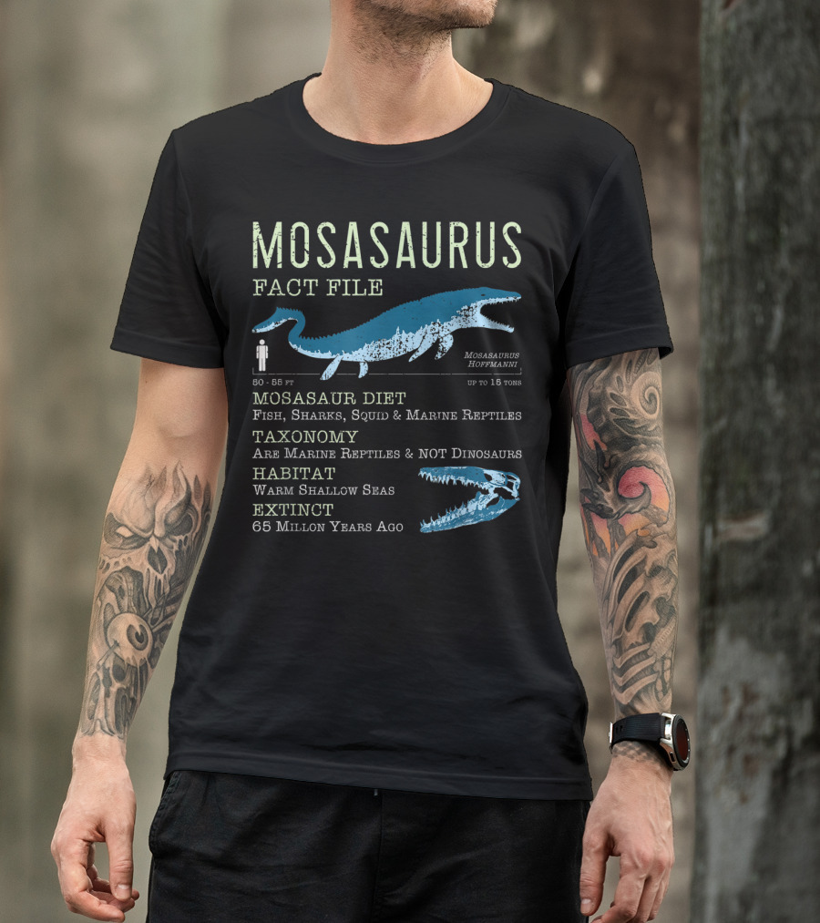 Mosasaurus Fact File Marine Reptiles Jurassic Mosasaur Diet And Habitat T-Shirt