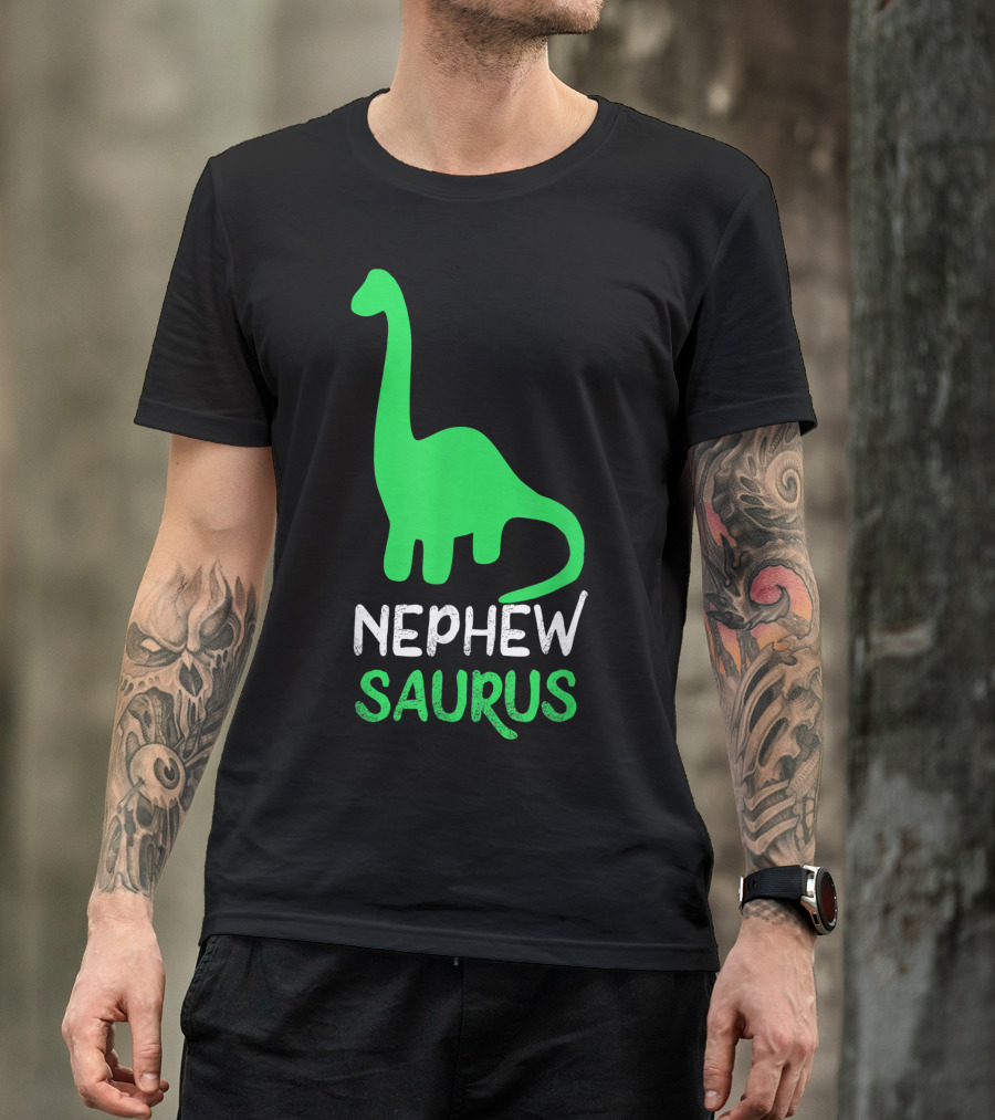 Nephewsaurus Funny Dinosaur Nephew Saurus Iconic Green Dinosaur T-Shirt