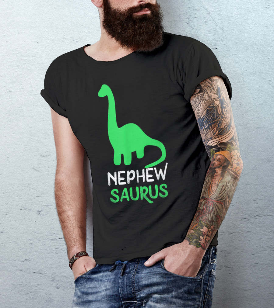 Nephewsaurus Funny Dinosaur Nephew Saurus Iconic Green Dinosaur T-Shirt