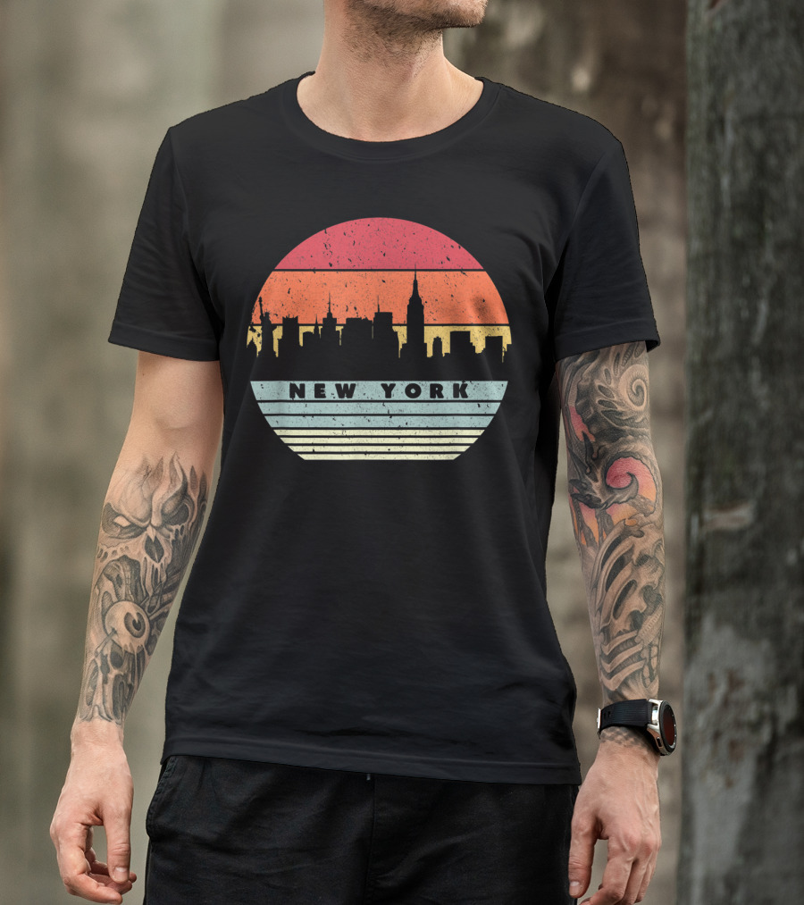 New York Retro Skyline Souvenir Style USA T-Shirt