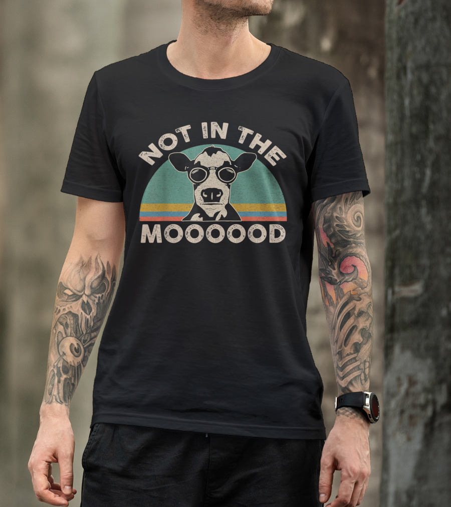 Not In The Mooooood Funny Dairy Cow With Glasses T-Shirt