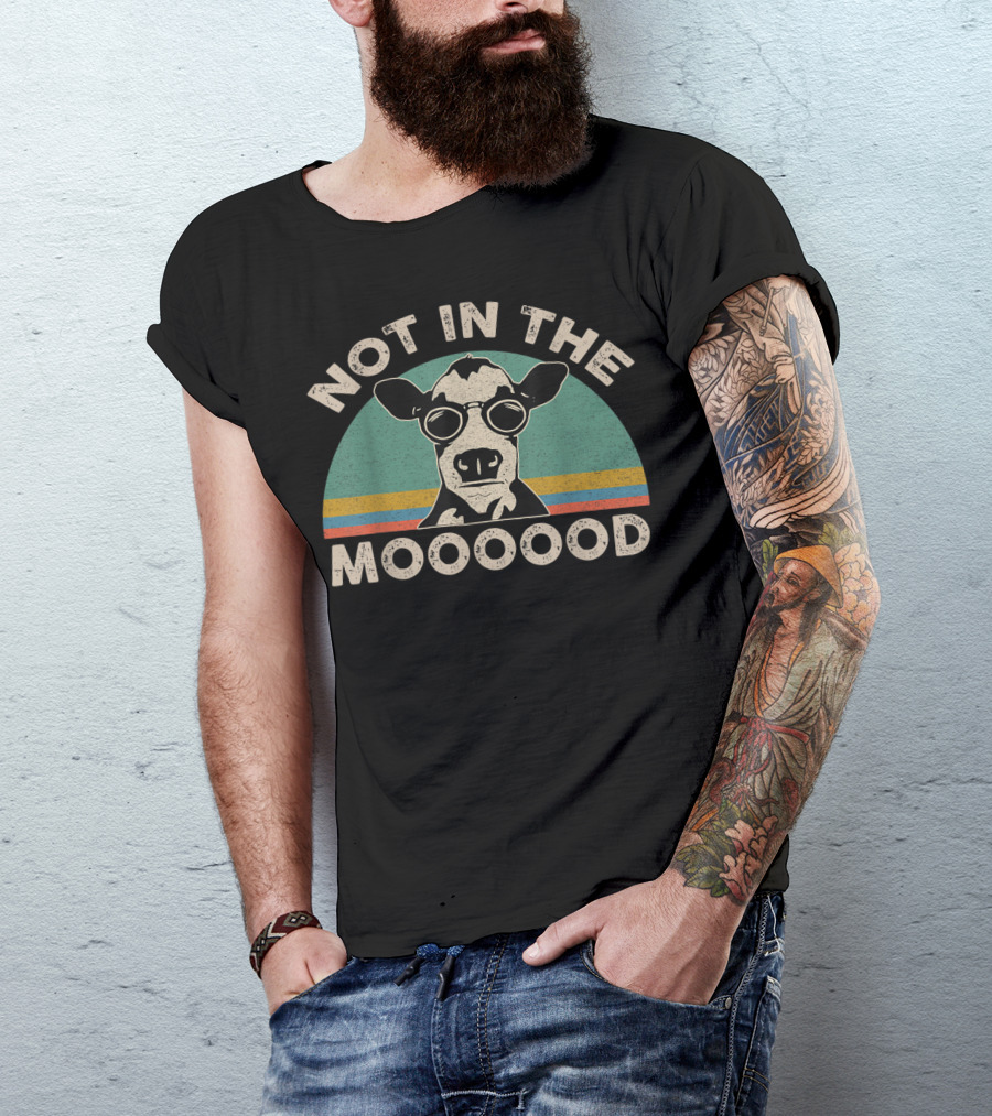 Not In The Mooooood Funny Dairy Cow With Glasses T-Shirt