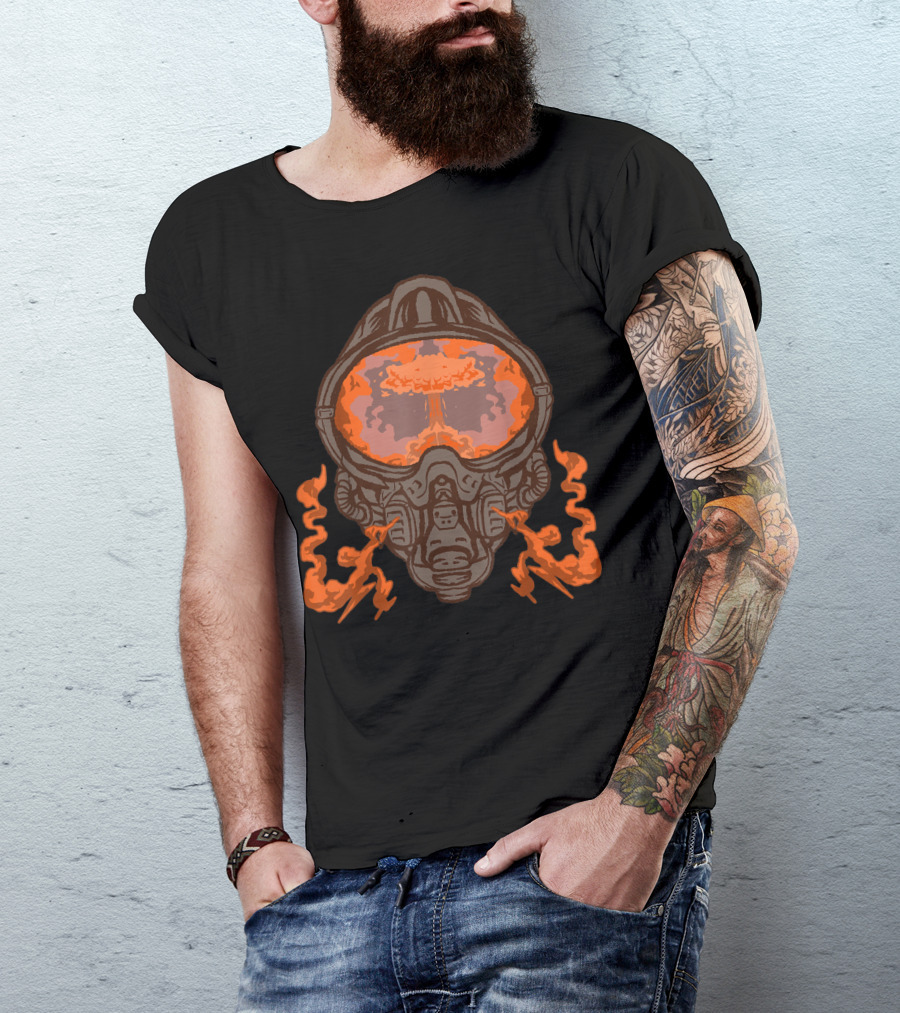 Nuke Atom Bomb Fallout Hydrogen Bomb Abomb Gas Mask Nuclear Explosion Reflection T-Shirt