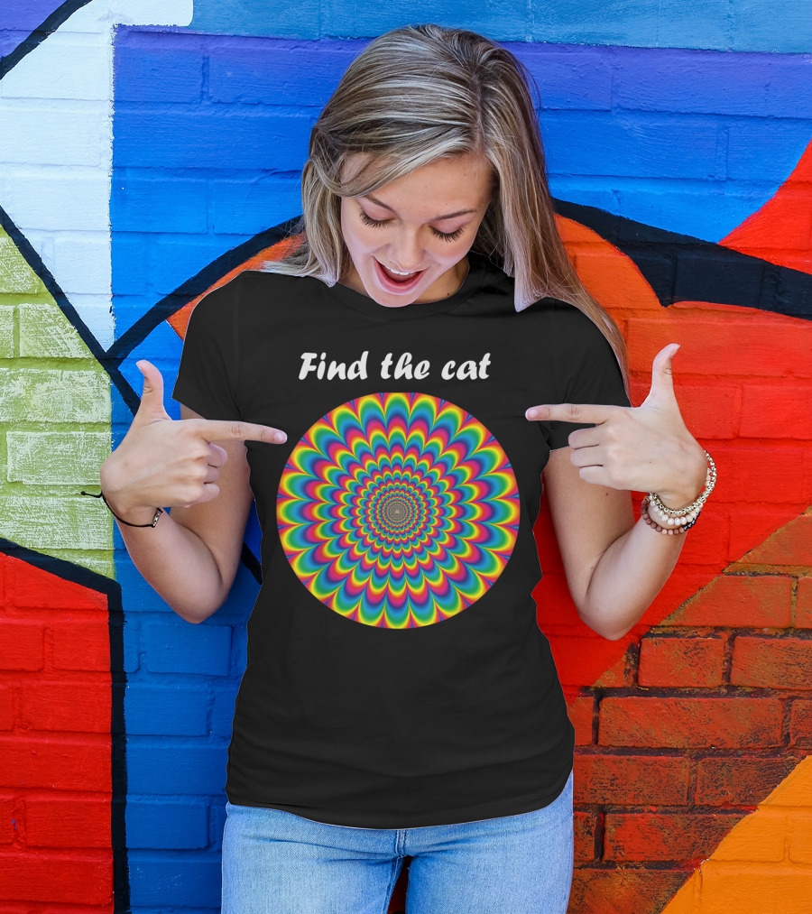 Find The Cat Optical Illusion Spiral T-Shirt