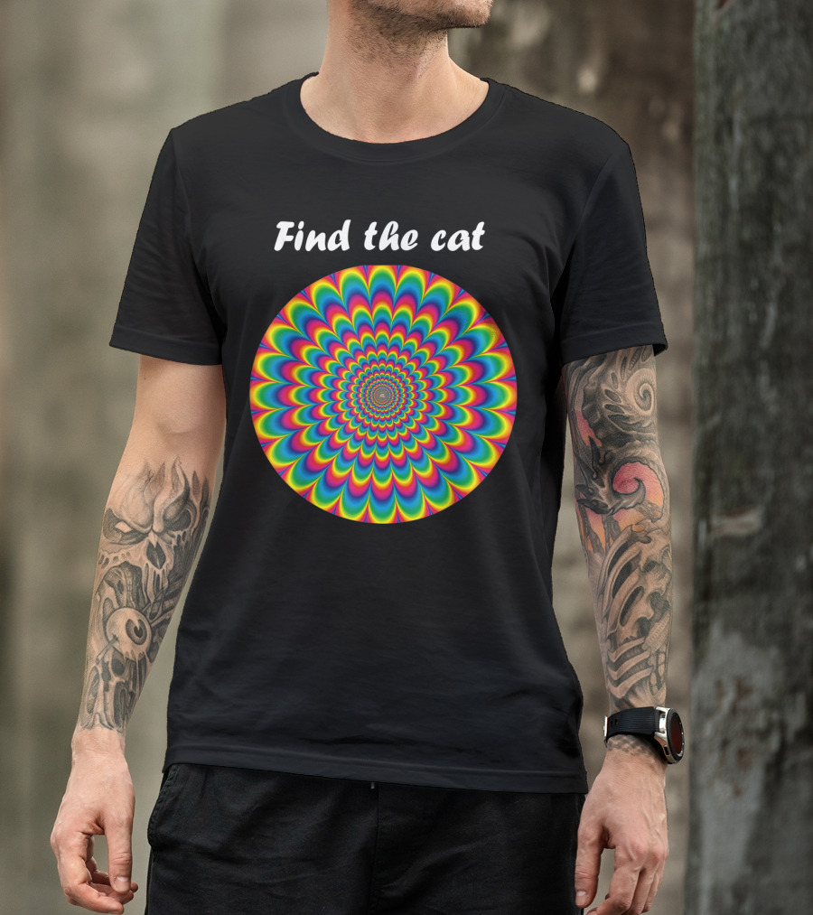 Find The Cat Optical Illusion Spiral T-Shirt