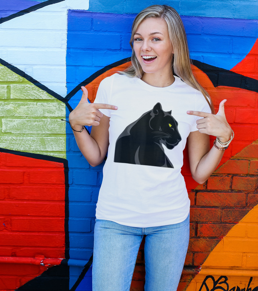 Panthera Cat Leopard Melanistic Black Panther Yellow Eyes T-Shirt