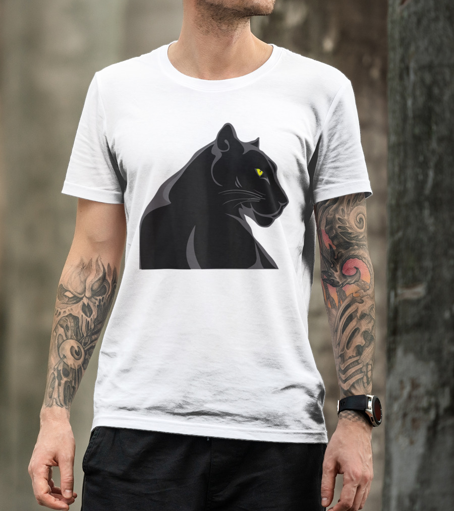 Panthera Cat Leopard Melanistic Black Panther Yellow Eyes T-Shirt