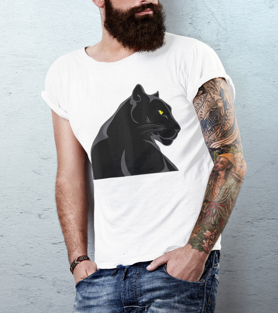 Panthera Cat Leopard Melanistic Black Panther Yellow Eyes T-Shirt
