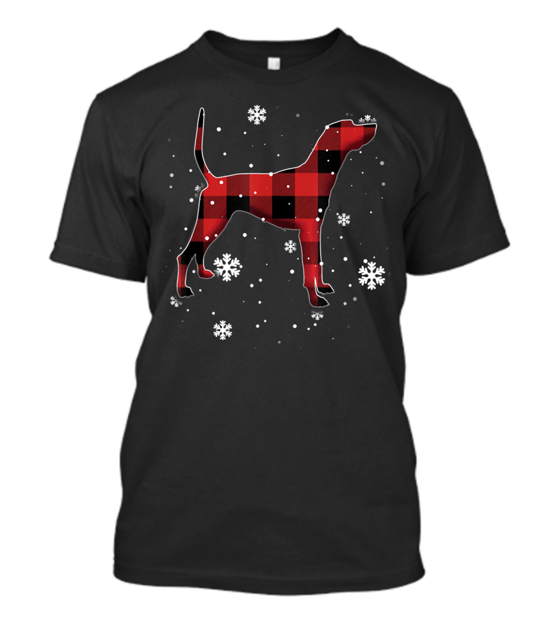 Plott Hound Dog Plaid Snowflakes T-Shirt