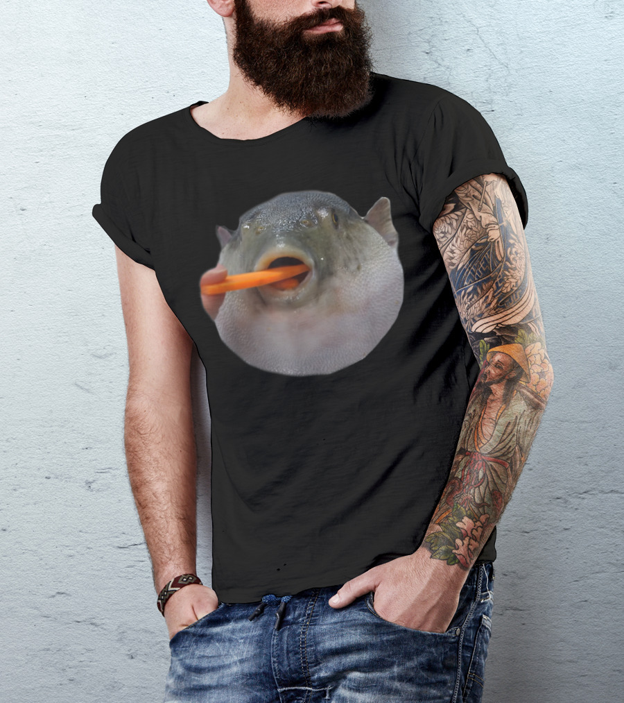 Pufferfish Eating A Carrot Funny Blowfish Dank Meme T-Shirt
