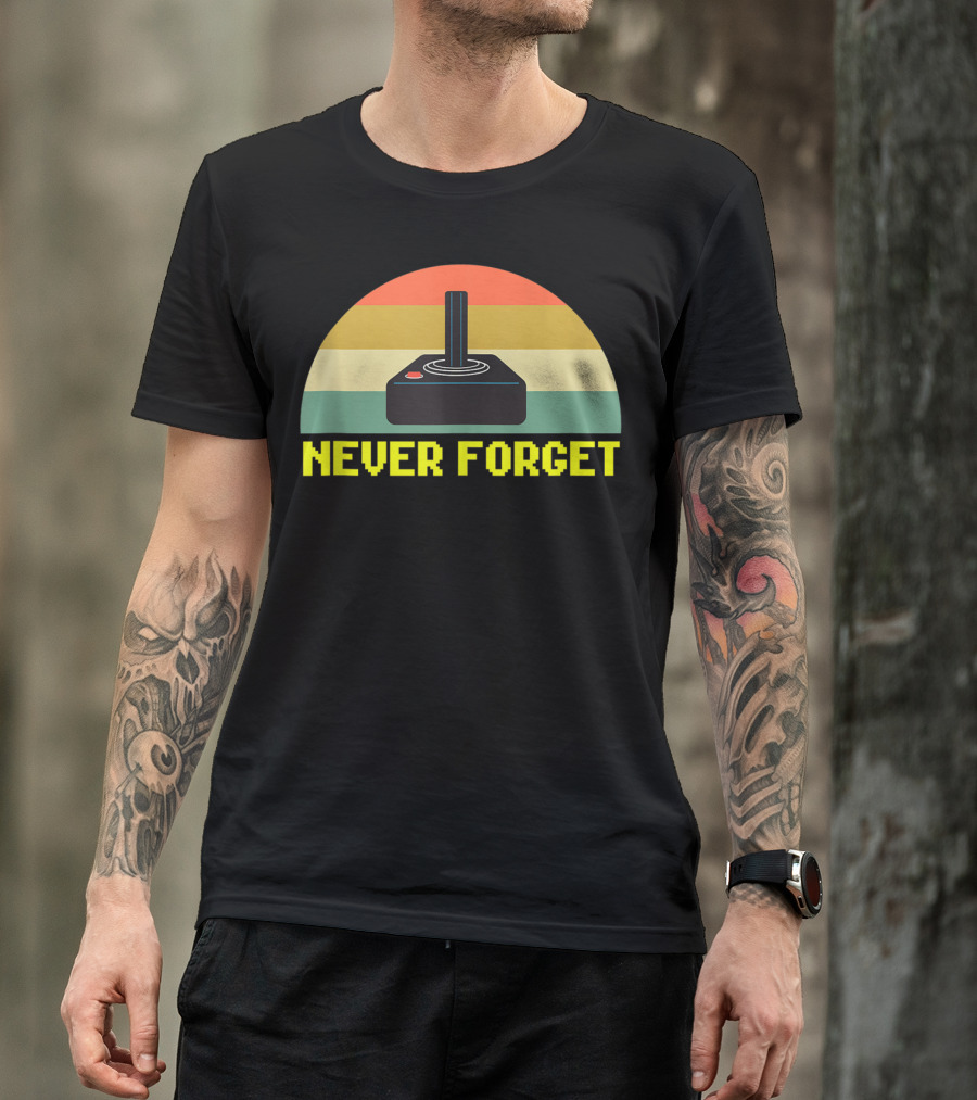 Never Forget Retro 80S Joystick Video Game Controller Pixel T-Shirt