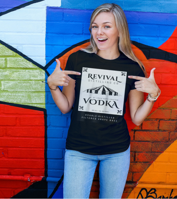 Revival Distilling Co. St. Louis Hand-Crafted Vodka Double-Distilled Filtered Grape Base T-Shirt