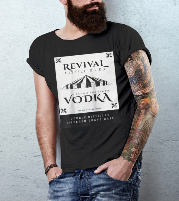 Revival Distilling Co. St. Louis Hand-Crafted Vodka Double-Distilled Filtered Grape Base T-Shirt