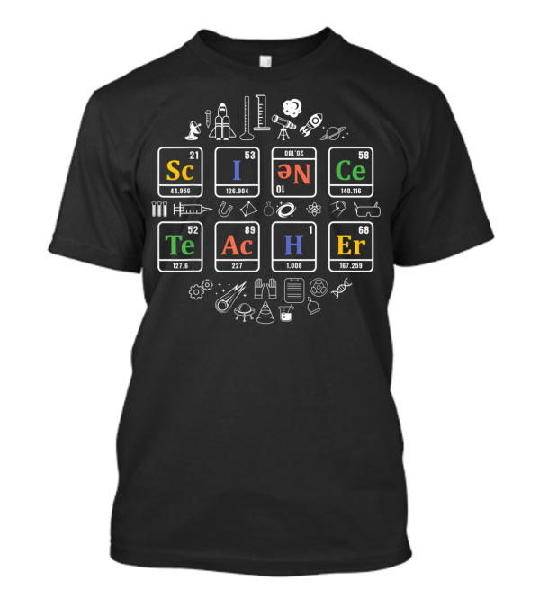 Science Teacher Periodic Table With Chemistry Icons T-Shirt
