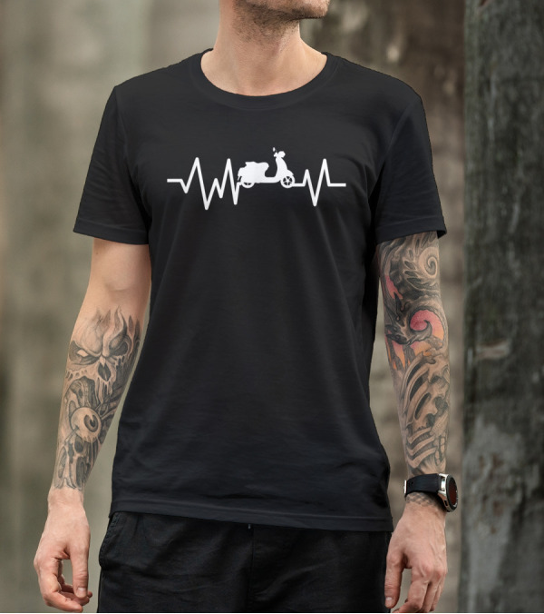 Scooter Bike Rider Motorist Heartbeat Line T-Shirt