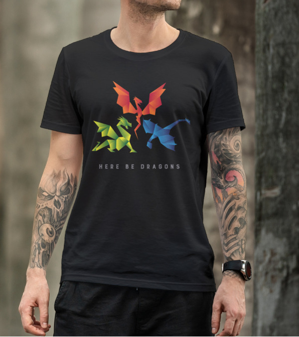 Here Be Dragons Scp1762 Origami T-Shirt