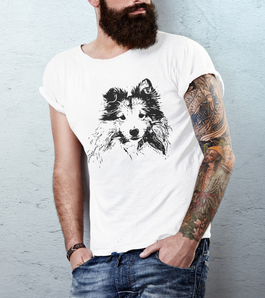 Shetland Sheepdog Outline Sketch T-Shirt