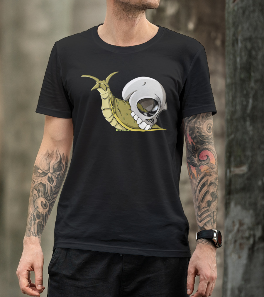 Skullug Funny Mix Skull With Slug Shell T-Shirt