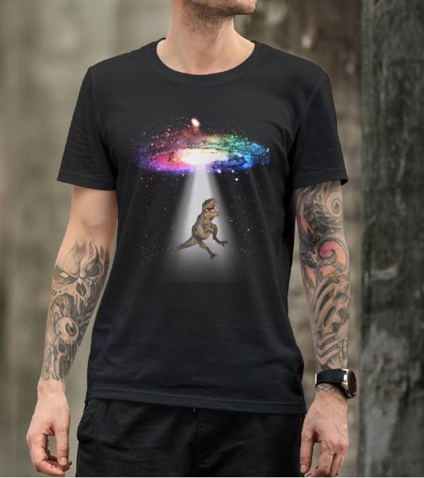 Space Dinosaur Trex In Galaxy Beam T-Shirt