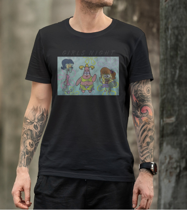 Girls Night Spongebob Squarepants Patrick Squidward T-Shirt