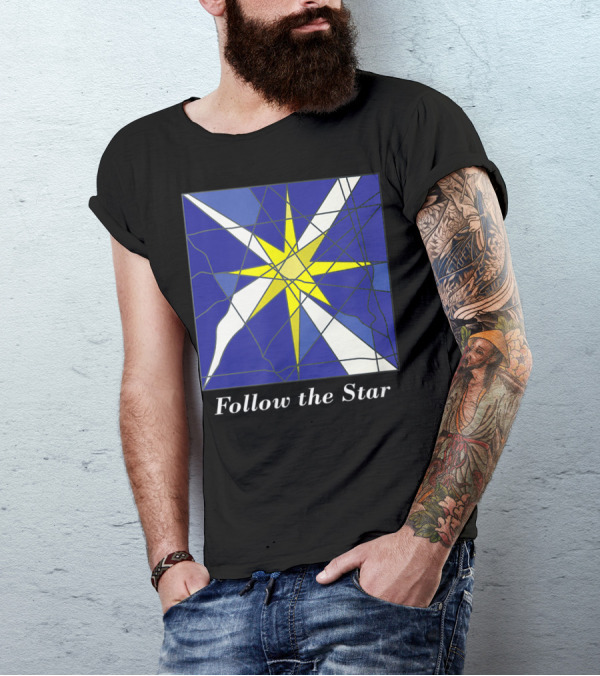 Follow The Star Stained Glass Style Star Of Bethlehem T-Shirt