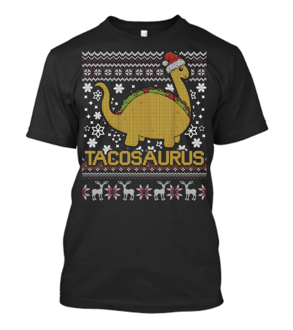 Tacosaurus Dino Taco Santa Ugly Christmas T-Shirt
