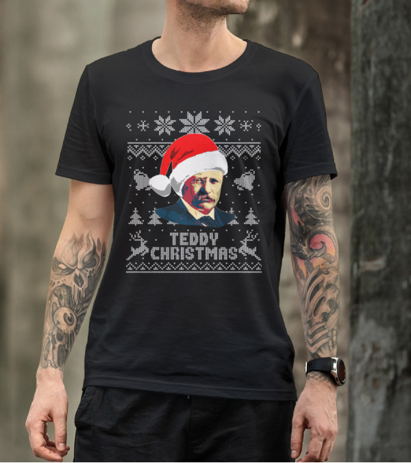 Teddy Christmas Theodore Roosevelt Santa Hat T-Shirt