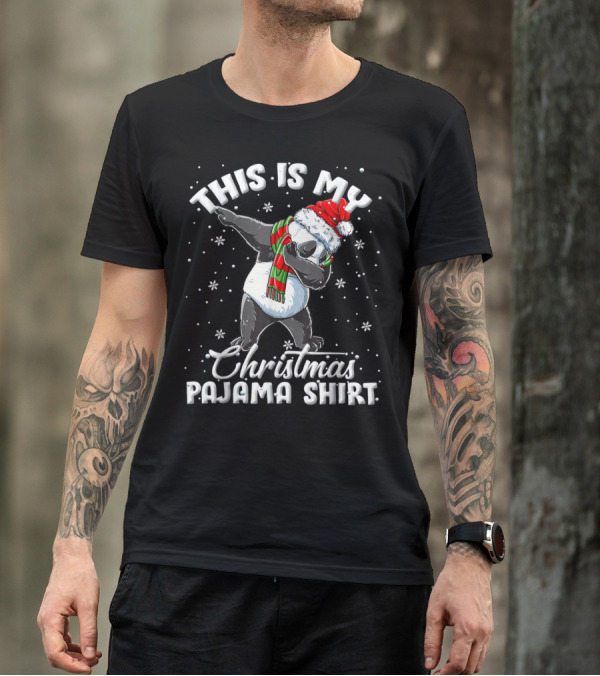 This Is My Christmas Pajama Shirt Dabbing Panda T-Shirt