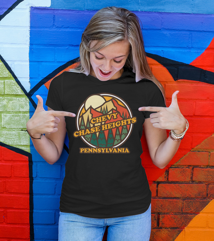 Chevy Chase Heights Pennsylvania Vintage Forest Mountain Sunset T-Shirt
