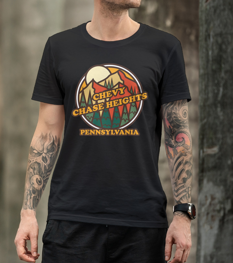 Chevy Chase Heights Pennsylvania Vintage Forest Mountain Sunset T-Shirt