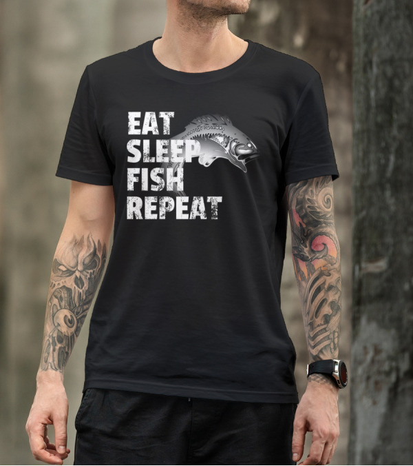Eat Sleep Fish Repeat Vintage Fishing Lover Outdoors Enthusiast T-Shirt