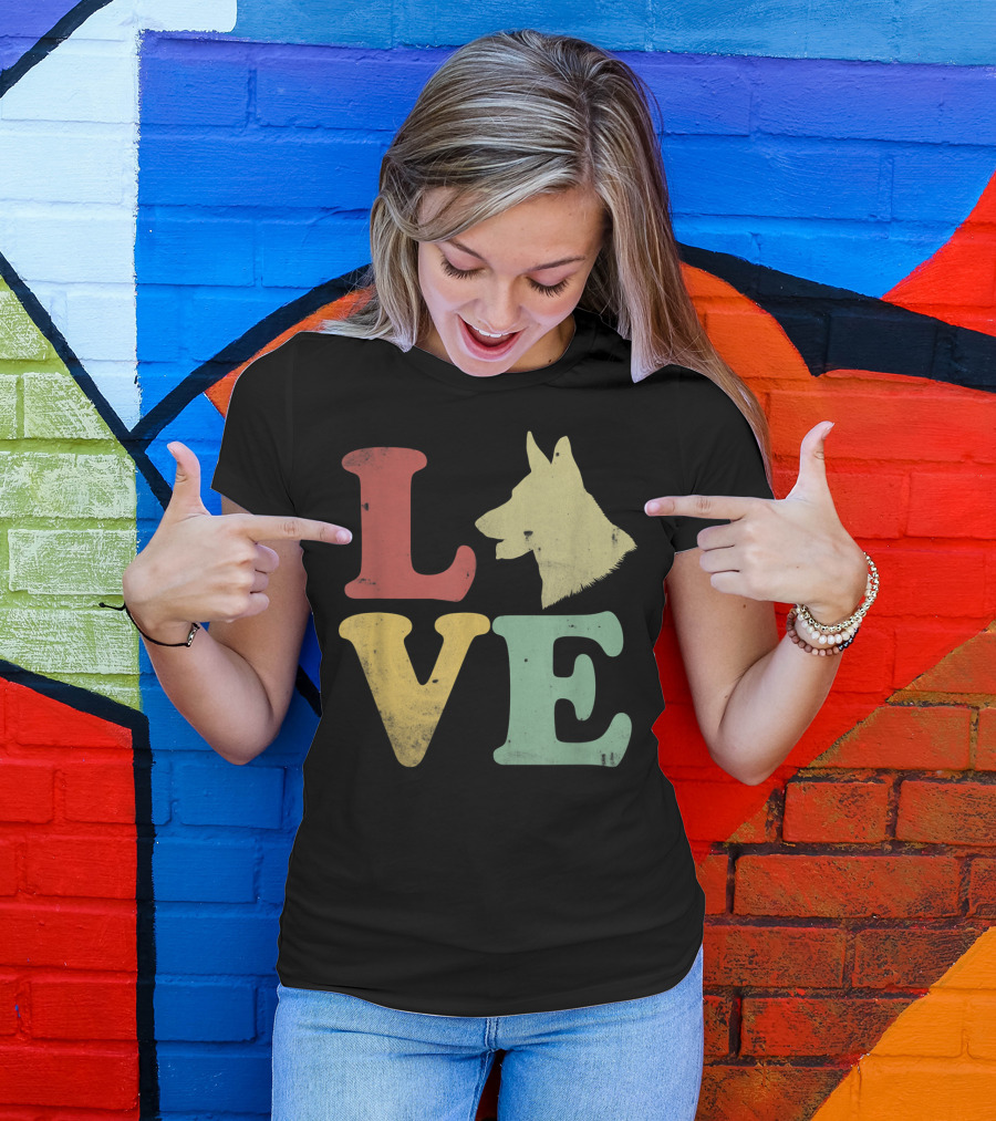 Vintage I Love My German Shepherd Beagle Love Dog T-Shirt