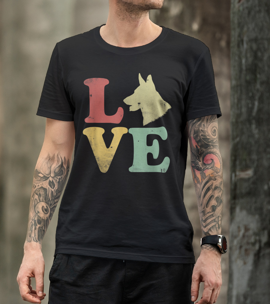 Vintage I Love My German Shepherd Beagle Love Dog T-Shirt