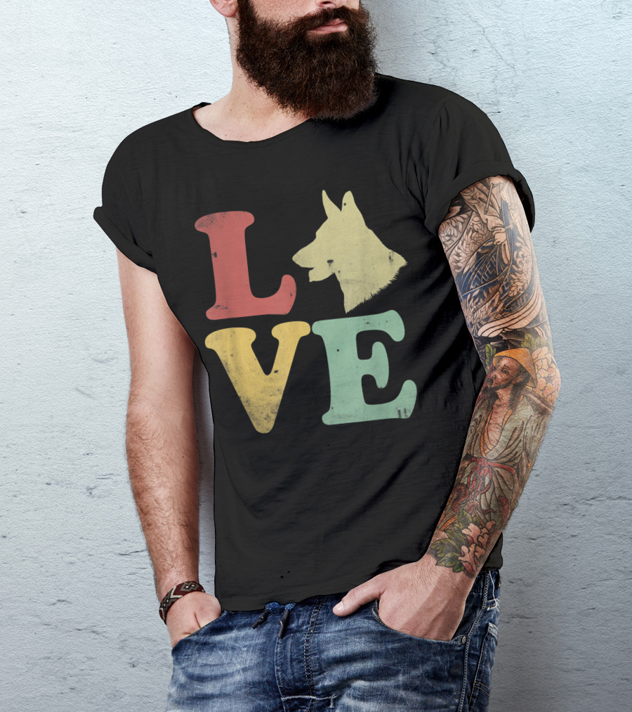 Vintage I Love My German Shepherd Beagle Love Dog T-Shirt