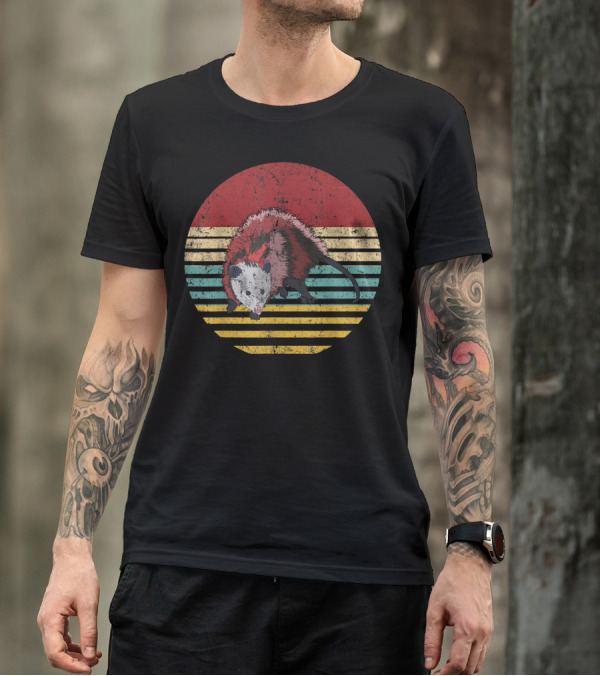 Vintage Possum Lovers Retro Sunset Stripes T-Shirt