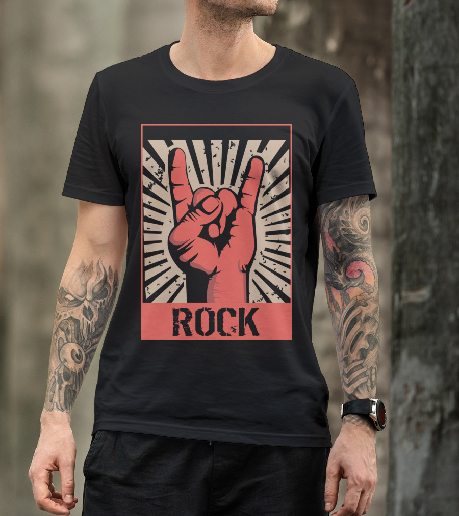 Vintage Rock Hand Gesture 70s 80s Concert Band T-Shirt
